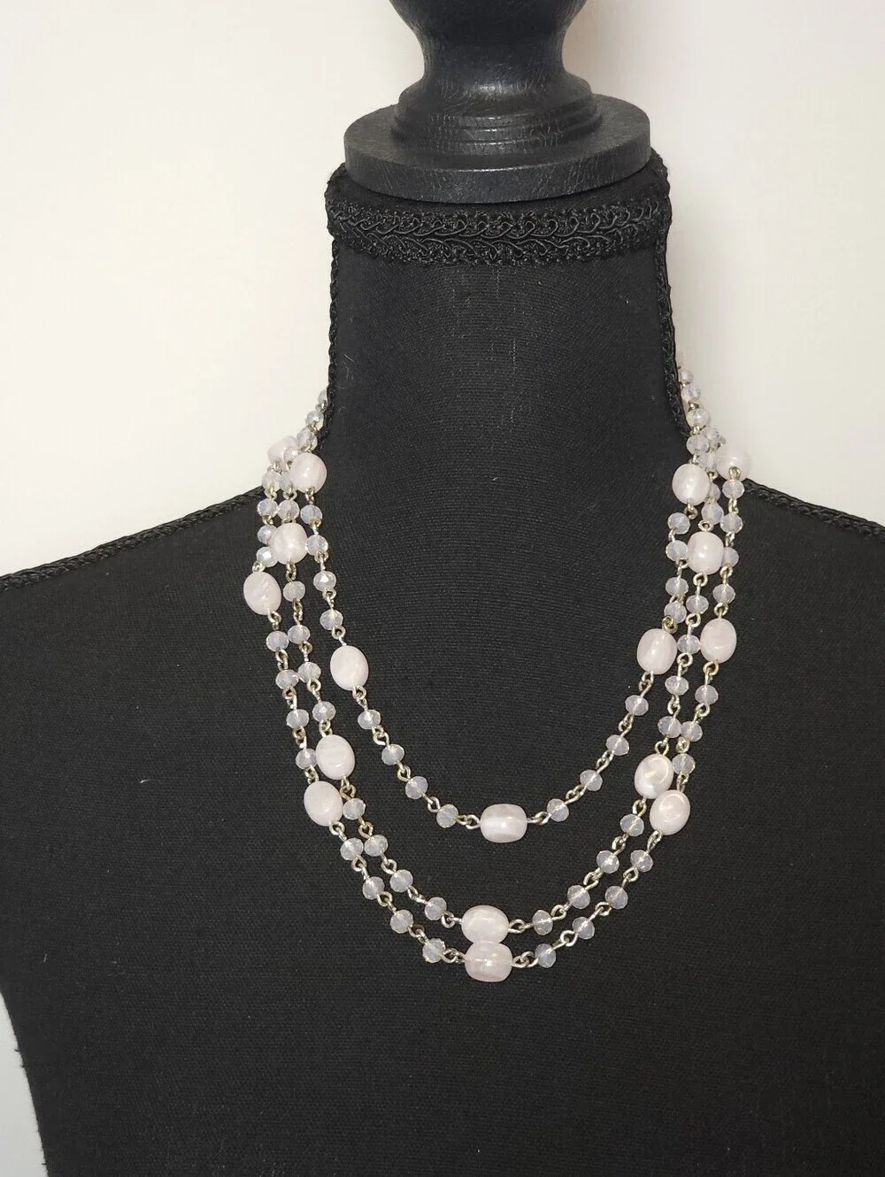 Talbots NWT Multi-Strand Statement Necklace Pink & Silver Tone